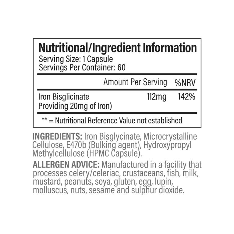 Fer Bisglycinate - Iron, , , Trained by JP Nutrition, Active Life
