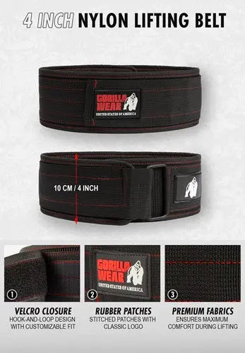 Ceinture de force 4 inch,   ,  ,  Gorilla Wear,  Active Life