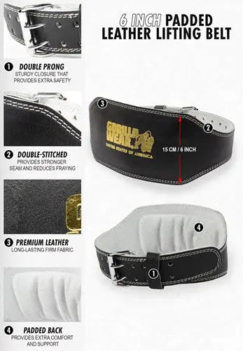 Ceinture de force en cuir 6 inch,   ,  ,  Gorilla Wear,  Active Life