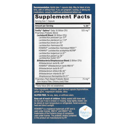 Probiotique Optima®, Fortify®, Confort intestinal, 35 milliards