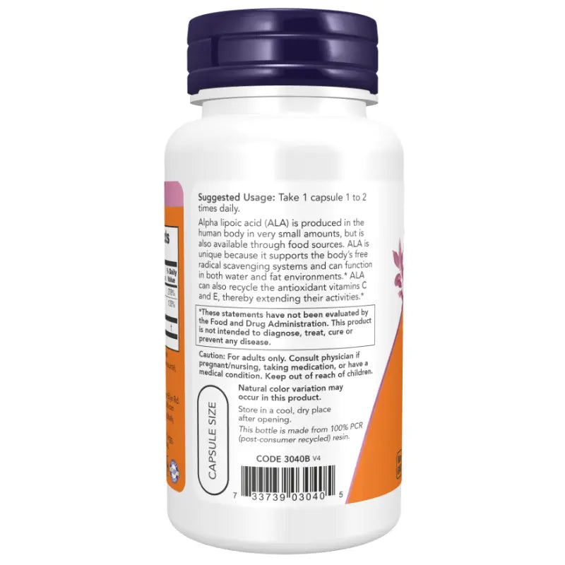 Acide Alpha-Lipoïque - ALA 100mg,   ,  ,  Now Foods,  Active Life