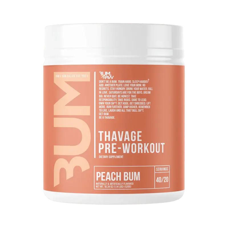 CBUM Thavage Pre-Workout 516g,   49.90,  40-portions-Peach-Bum,  RAW Nutrition,  Active Life