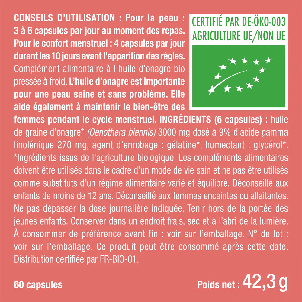 Huile d'Onagre Bio 3000mg
