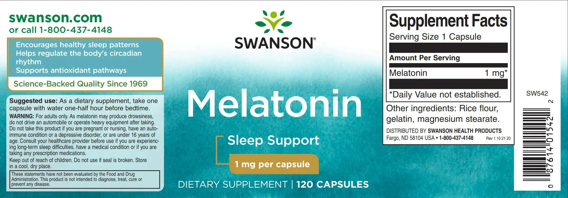 Mélatonine 1 mg,   ,  ,  Swanson,  Active Life