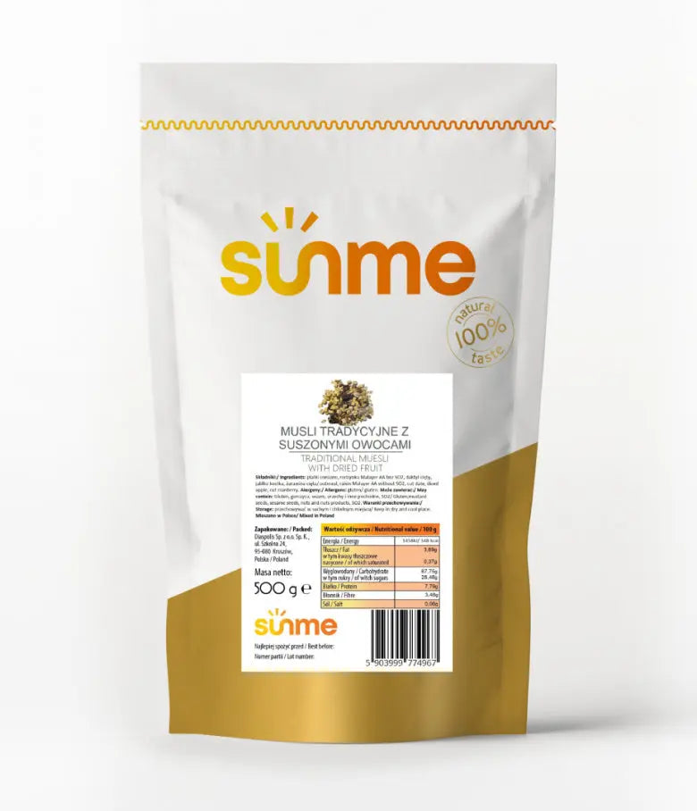 Muesli Traditionnel aux Fruits Secs,   4.99,  500g,  SunMe,  Active Life