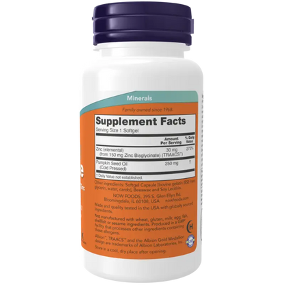 Zinc Glycinate - 30mg,   ,  ,  Now Foods,  Active Life