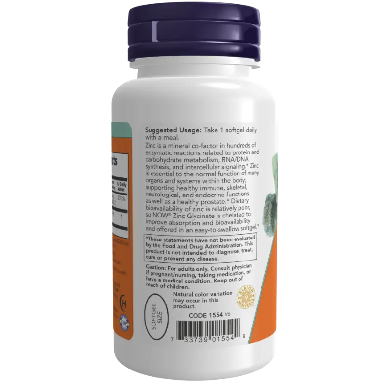 Zinc Glycinate - 30mg,   ,  ,  Now Foods,  Active Life