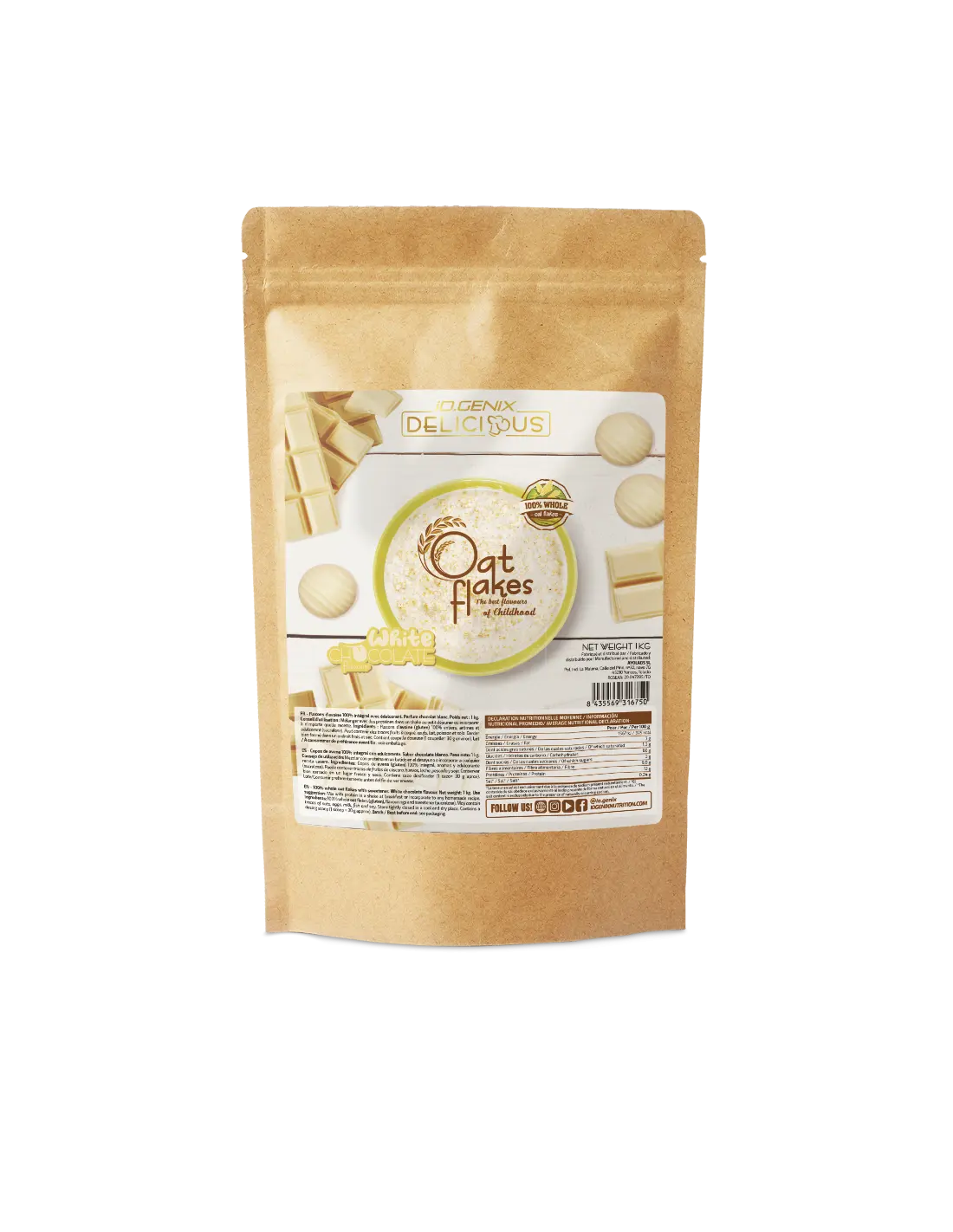 Flocons d'Avoine 1kg,   7.99,  1000-g-White-Chocolate,  IO.Genix,  Active Life