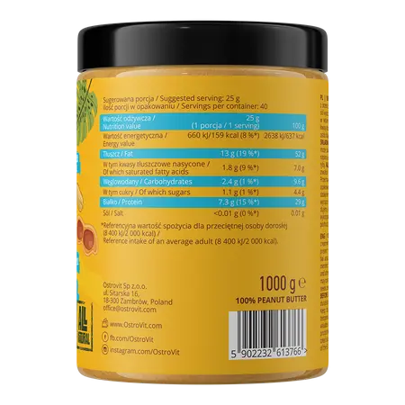 Beurre de Cacahuètes naturel 1000g,   ,  ,  OstroVit,  Active Life