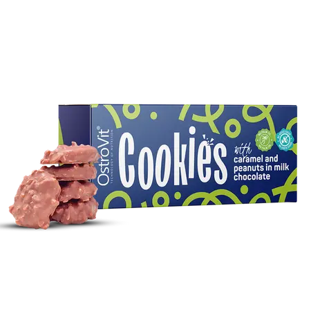 Cookies sans sucre 128g,   3.99,  128-g-Caramel-et-cacahuètes-au-chocolat-au-lait,  OstroVit,  Active Life