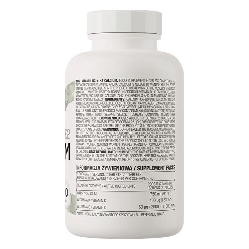 Vitamin D3 + K2 + Calcium